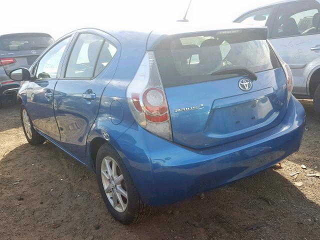 JTDKDTB36E1570754 - 2014 TOYOTA PRIUS C BLUE photo 3