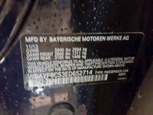 WBAYF8C53ED652714 - 2014 BMW 750 LXI BLUE photo 10