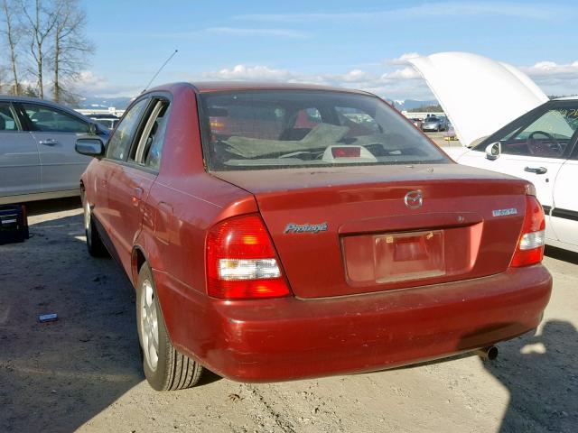 JM1BJ226520523052 - 2002 MAZDA PROTEGE DX RED photo 3