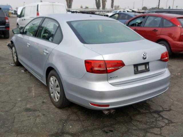 3VW2K7AJXFM408012 - 2015 VOLKSWAGEN JETTA BASE SILVER photo 3