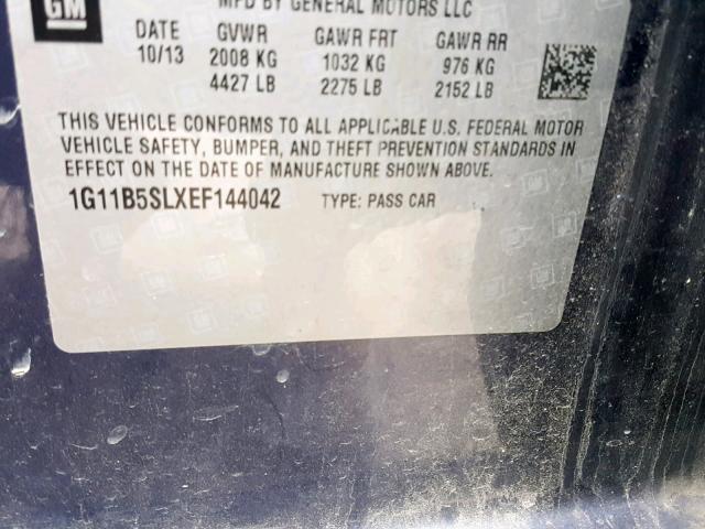 1G11B5SLXEF144042 - 2014 CHEVROLET MALIBU LS BLUE photo 10