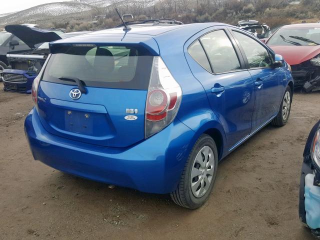 JTDKDTB33D1039381 - 2013 TOYOTA PRIUS C BLUE photo 4