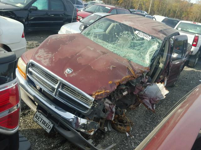 1D7HG48X33S118419 - 2003 DODGE DAKOTA QUA BURGUNDY photo 2