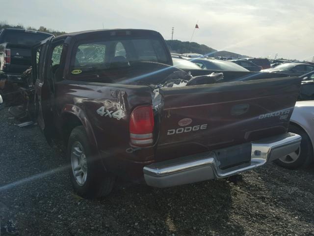 1D7HG48X33S118419 - 2003 DODGE DAKOTA QUA BURGUNDY photo 3