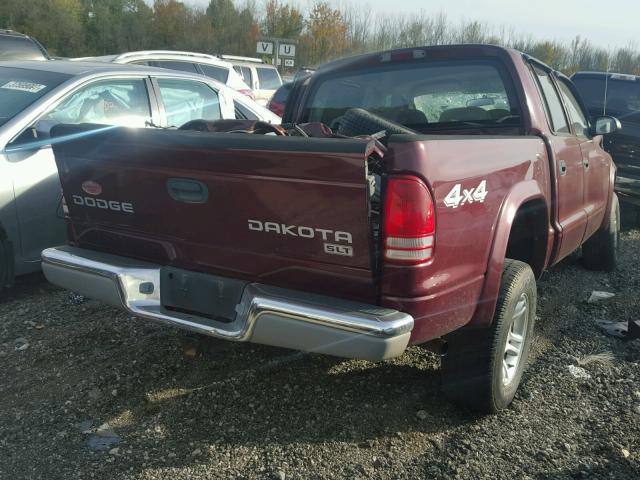 1D7HG48X33S118419 - 2003 DODGE DAKOTA QUA BURGUNDY photo 4