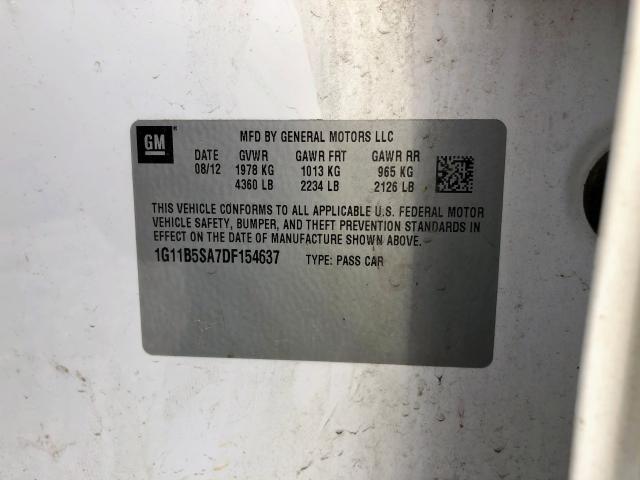 1G11B5SA7DF154637 - 2013 CHEVROLET MALIBU LS WHITE photo 11