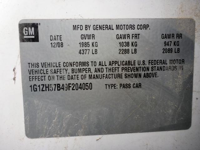 1G1ZH57B49F204050 - 2009 CHEVROLET MALIBU 1LT 白色 照片 11