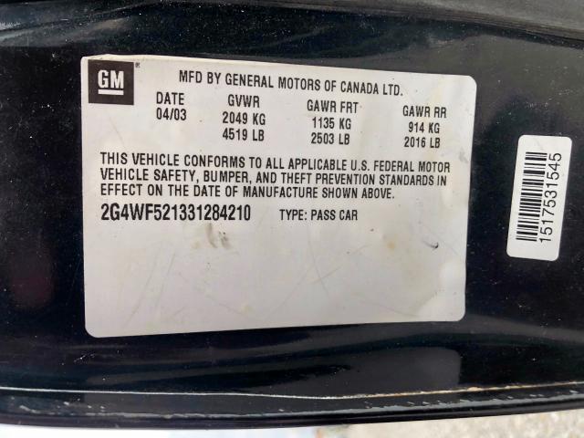 2G4WF521331284210 - 2003 BUICK REGAL GS BLACK photo 11