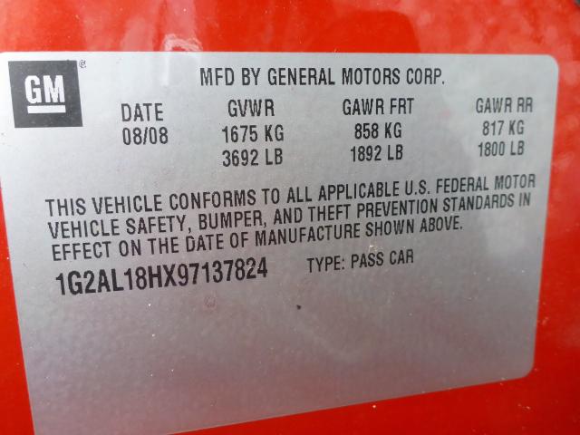 1G2AL18HX97137824 - 2009 PONTIAC G5 RED photo 11