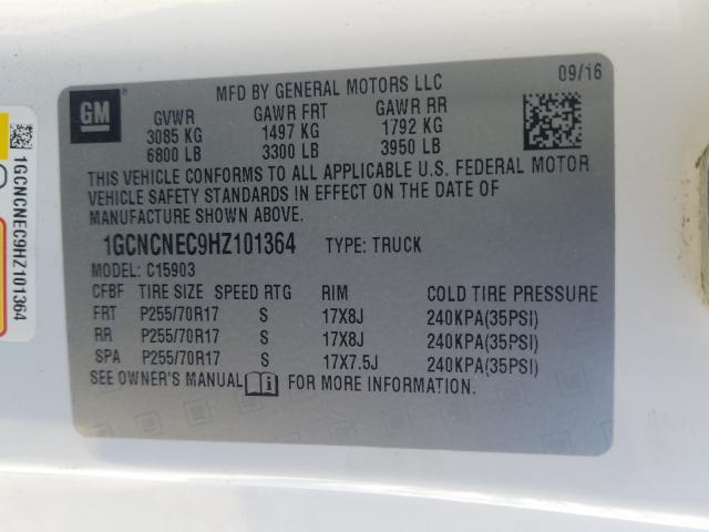 1GCNCNEC9HZ101364 - 2017 CHEVROLET SILVERADO C1500  photo 10