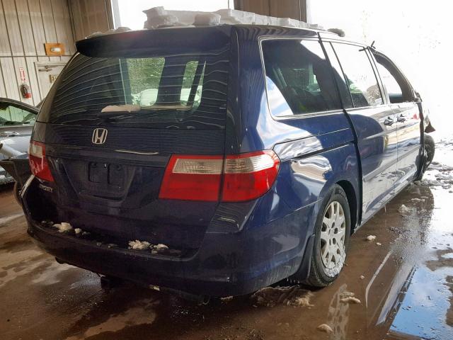 5FNRL38297B089391 - 2007 HONDA ODYSSEY LX BLUE photo 4