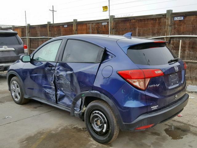 3CZRU6H54HM716501 - 2017 HONDA HR-V EX BLUE photo 3