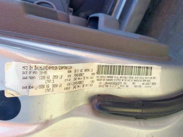 1J8HH48K66C203273 - 2006 JEEP COMMANDER ვერცხლისფერი ფოტო 10