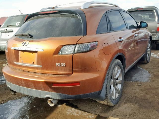 JNRAS08W75X215221 - 2005 INFINITI FX35 ORANGE photo 4