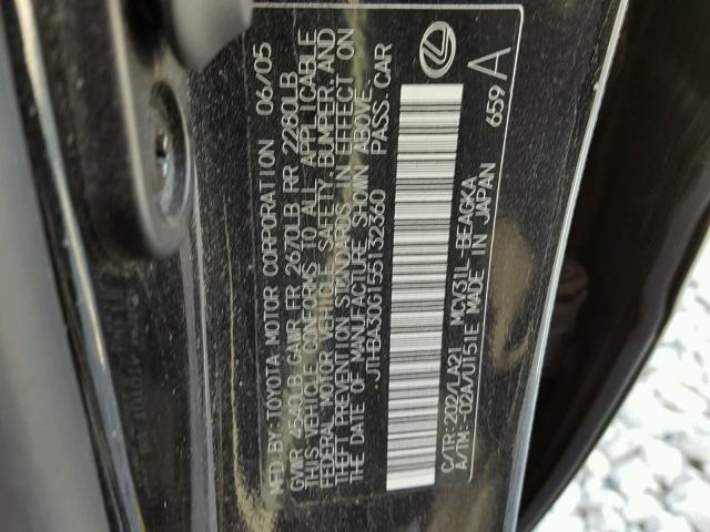 JTHBA30G155132360 - 2005 LEXUS ES 330 BLACK photo 10