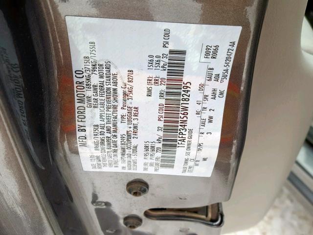 1FAFP34N56W182495 - 2006 FORD FOCUS ZX4 GRAY photo 10