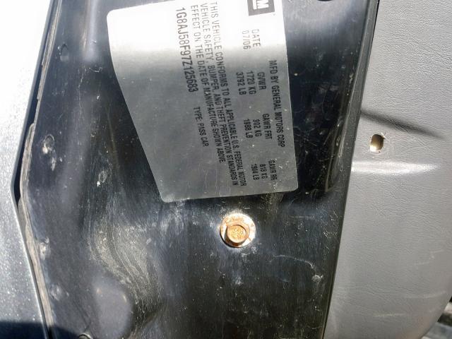 1G8AJ58F97Z125683 - 2007 SATURN ION LEVEL GRAY photo 10
