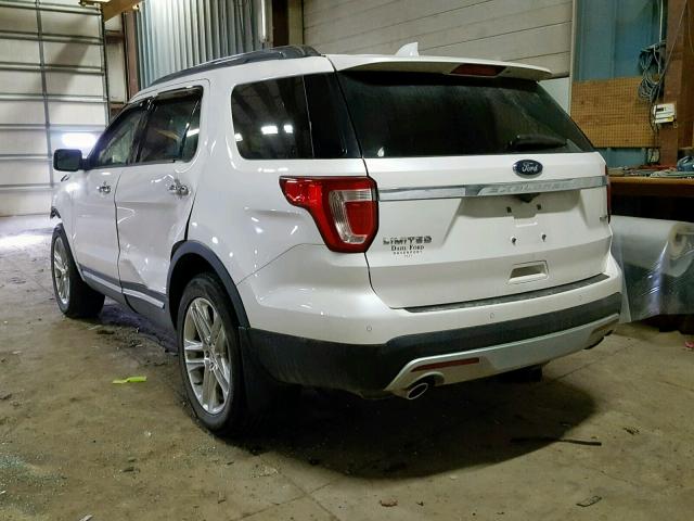 1FM5K8F87GGA06449 - 2016 FORD EXPLORER L WHITE photo 3