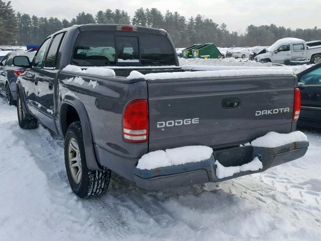 1D7HL38N73S181382 - 2003 DODGE DAKOTA QUA GRAY photo 3