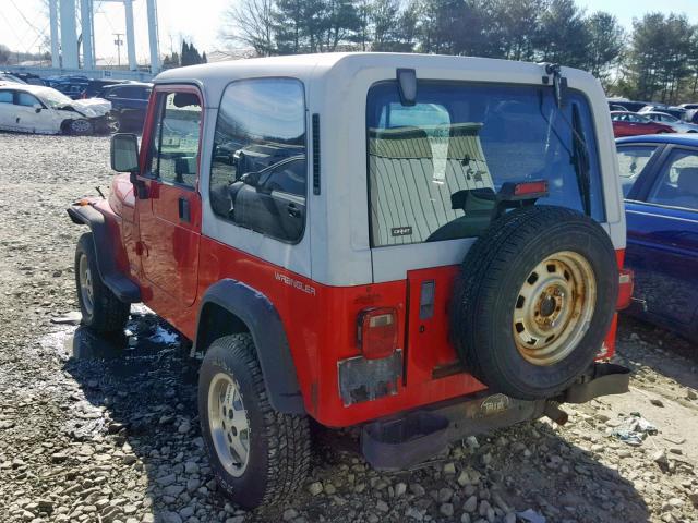 1J4FY19PXRP418766 - 1994 JEEP WRANGLER / RED photo 3