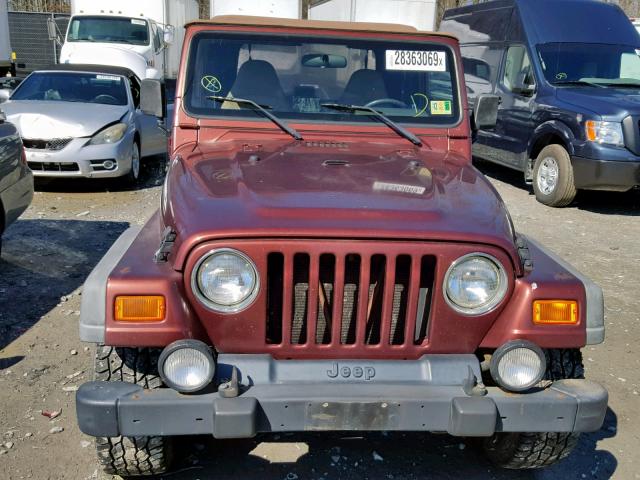 1J4FA49SX1P315457 - 2001 JEEP WRANGLER / BURGUNDY photo 9