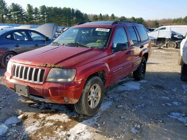 1J4GW48N74C148617 - 2004 JEEP GRAND CHER RED photo 2