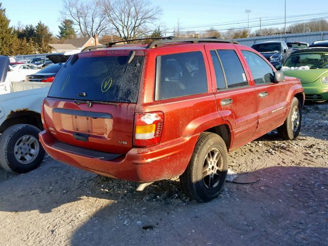 1J4GW48N74C148617 - 2004 JEEP GRAND CHER RED photo 4