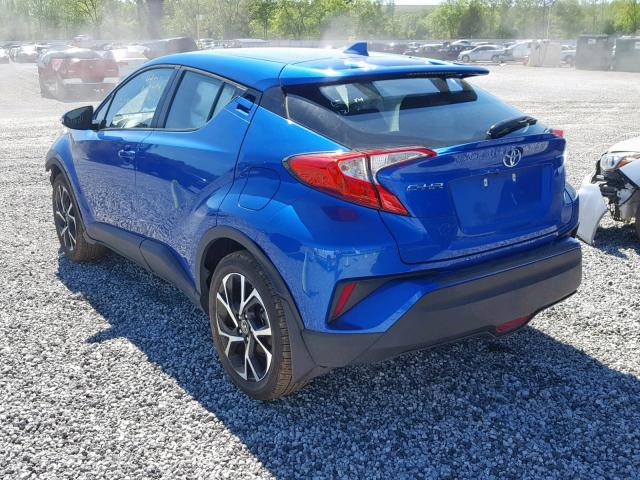 NMTKHMBX0JR001407 - 2018 TOYOTA C-HR XLE BLUE photo 3