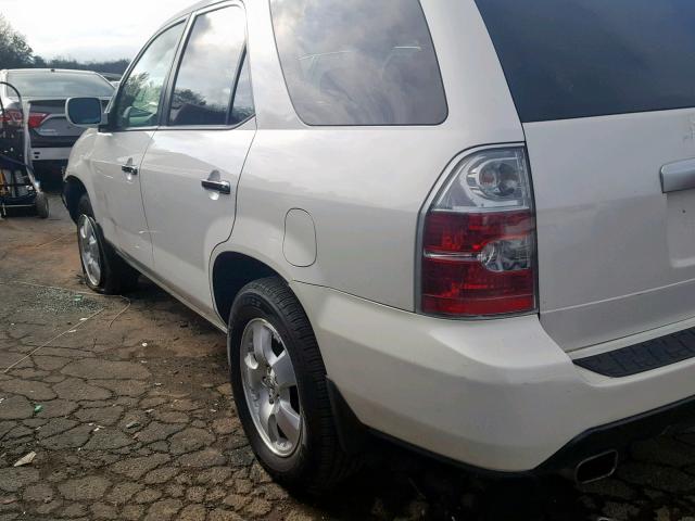 2HNYD18215H558259 - 2005 ACURA MDX WHITE photo 3