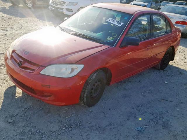 1HGES16305L015466 - 2005 HONDA CIVIC DX V RED photo 2