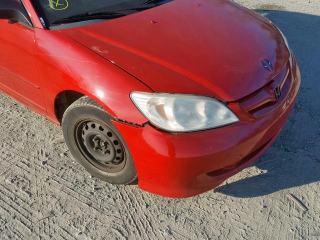 1HGES16305L015466 - 2005 HONDA CIVIC DX V RED photo 9