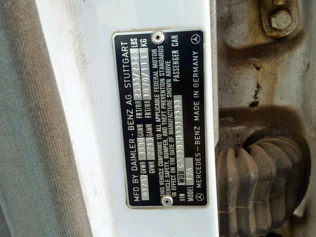 WDBCB25D3HA312588 - 1987 MERCEDES-BENZ 300 SDL WHITE photo 10