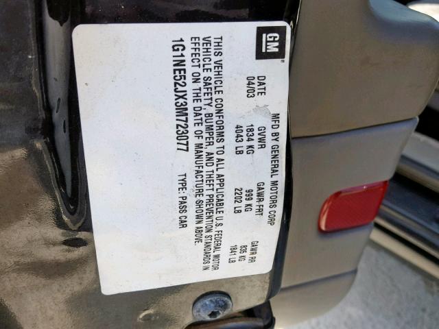 1G1NE52JX3M723077 - 2003 CHEVROLET MALIBU LS BLACK photo 10