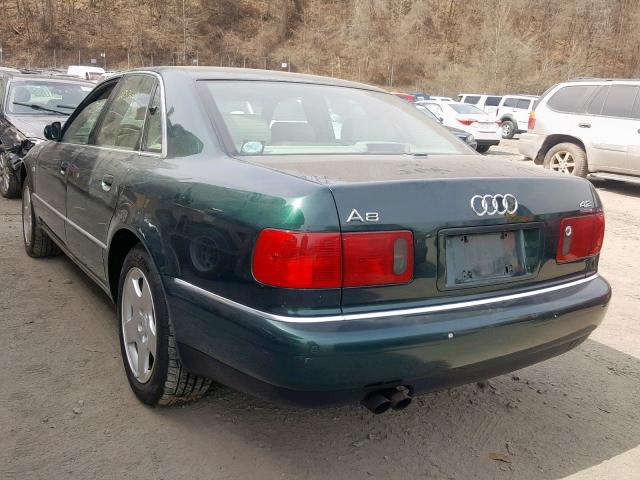 WAUFL54D2YN002467 - 2000 AUDI A8 QUATTRO GREEN photo 3