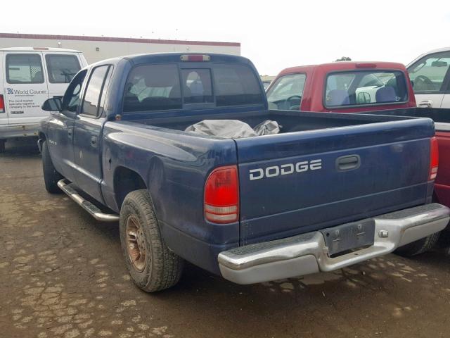 1B7GL2AX3YS769038 - 2000 DODGE DAKOTA QUA BLUE photo 3