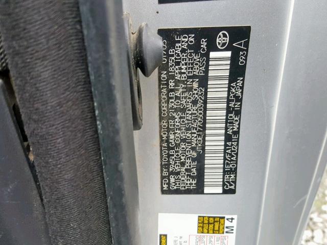 JTKDE177050039232 - 2005 TOYOTA SCION TC SILVER photo 10