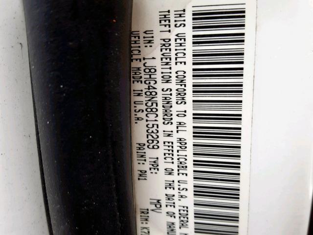 1J8HG48N58C153269 - 2008 JEEP COMMANDER WHITE photo 10