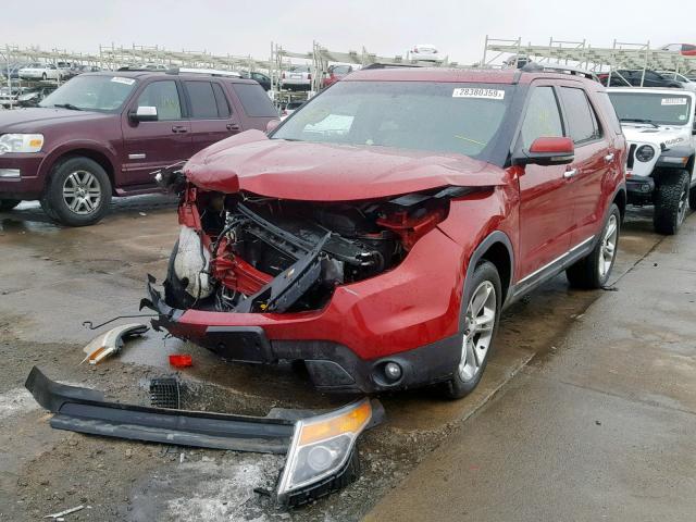 1FM5K8F88DGA79745 - 2013 FORD EXPLORER L RED photo 2