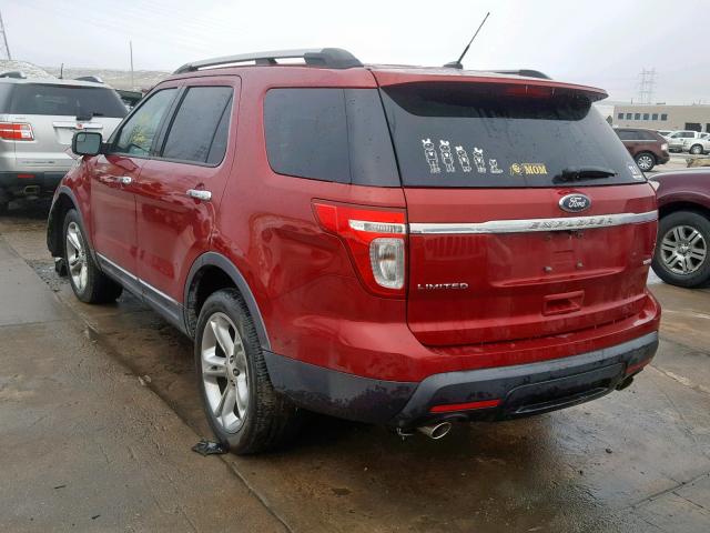 1FM5K8F88DGA79745 - 2013 FORD EXPLORER L RED photo 3