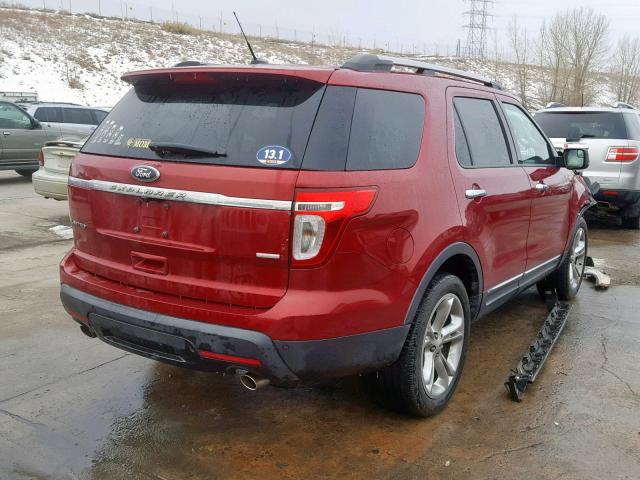 1FM5K8F88DGA79745 - 2013 FORD EXPLORER L RED photo 4