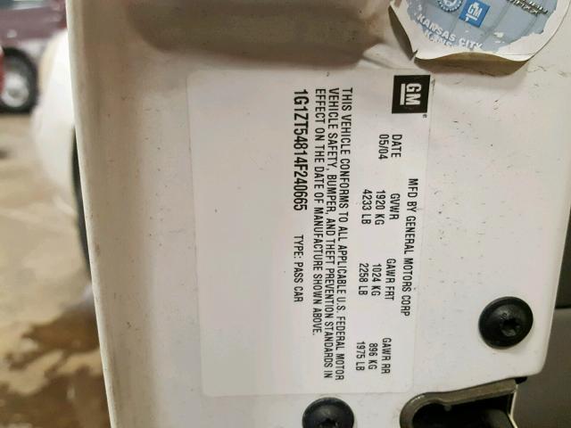 1G1ZT54814F240665 - 2004 CHEVROLET MALIBU LS WHITE photo 10