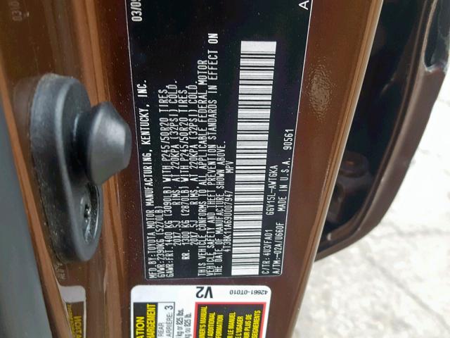 4T3BK11A69U007947 - 2009 TOYOTA VENZA BASE BROWN photo 10