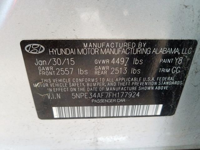 5NPE34AF7FH177924 - 2015 HYUNDAI SONATA SPORT  photo 10