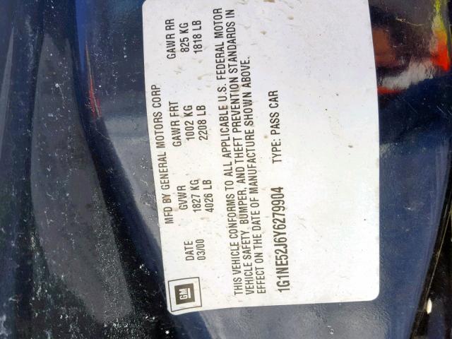 1G1NE52J6Y6279904 - 2000 CHEVROLET MALIBU LS BLUE photo 10