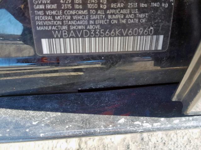 WBAVD33566KV60960 - 2006 BMW 330 XI BLACK photo 10