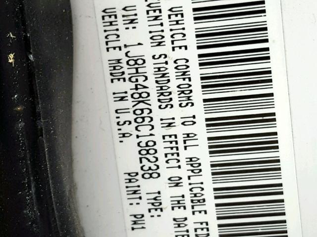 1J8HG48K66C198238 - 2006 JEEP COMMANDER WHITE photo 10