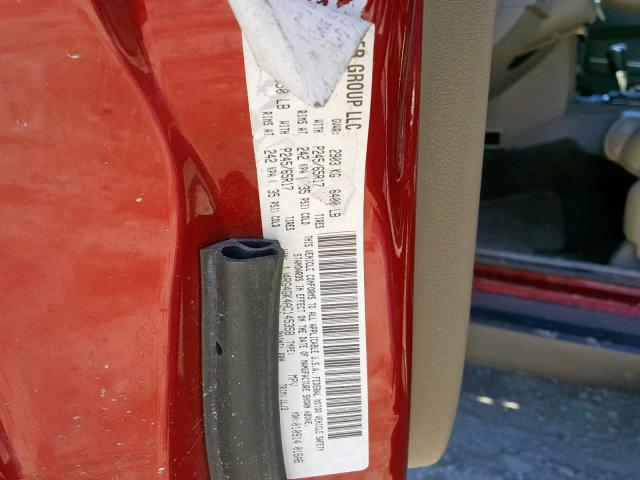 1J4RG4GK4AC145358 - 2010 JEEP COMMANDER 红色 照片 10