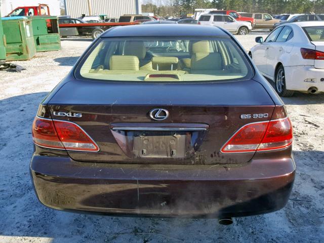 JTHBA30G555069618 - 2005 LEXUS ES 330 MAROON photo 9