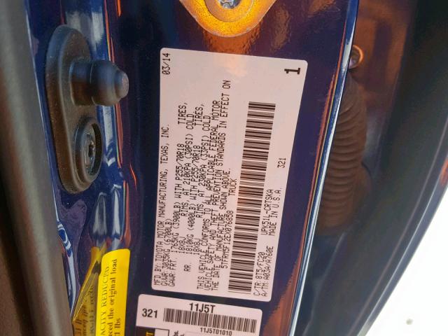 5TFRM5F12EX076858 - 2014 TOYOTA TUNDRA DOU BLUE photo 10