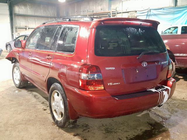 JTEEP21AX60138704 - 2006 TOYOTA HIGHLANDER RED photo 3